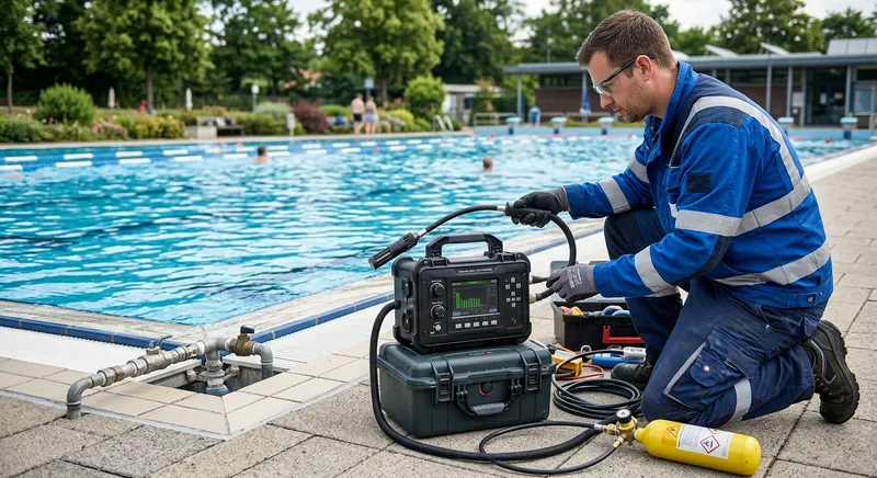 Équipement de détection par gaz traceur pour recherche de fuite piscine